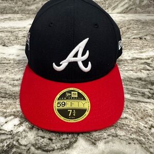 NWT | New Era | Atlanta Braves Navy and Red Low Profile Cap       Size 7 3/4